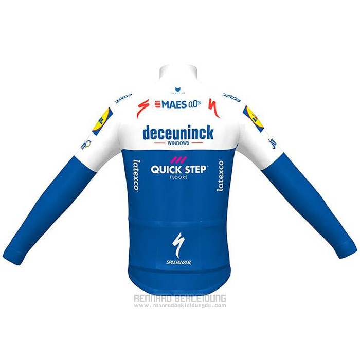 2020 Fahrradbekleidung Deceuninck Quick Step Blau Wei Trikot Langarm und Tragerhose - zum Schließen ins Bild klicken